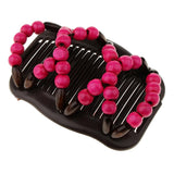 Maxbell Stretch Magic Combs Beaded Hairpin Bow Hair Head Comb Cuff Double Clip Rose Red