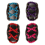 Maxbell Stretch Magic Combs Beaded Hairpin Bow Hair Head Comb Cuff Double Clip Rose Red