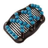 Maxbell Stretch Magic Combs Beaded Hairpin Bow Hair Head Comb Cuff Double Clip Blue
