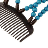 Maxbell Stretch Magic Combs Beaded Hairpin Bow Hair Head Comb Cuff Double Clip Blue