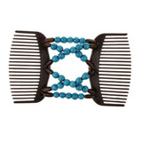 Maxbell Stretch Magic Combs Beaded Hairpin Bow Hair Head Comb Cuff Double Clip Blue