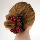 Maxbell Stretch Magic Combs Beaded Hairpin Bow Hair Head Comb Cuff Double Clip Blue