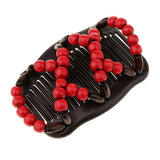 Maxbell Stretch Magic Combs Beaded Hairpin Bow Hair Head Comb Cuff Double Clip Red