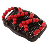 Maxbell Stretch Magic Combs Beaded Hairpin Bow Hair Head Comb Cuff Double Clip Red