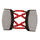 Maxbell Stretch Magic Combs Beaded Hairpin Bow Hair Head Comb Cuff Double Clip Red