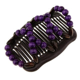 Maxbell Stretch Magic Combs Beaded Hairpin Bow Hair Head Comb Cuff Double Clip Purple