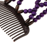 Maxbell Stretch Magic Combs Beaded Hairpin Bow Hair Head Comb Cuff Double Clip Purple