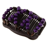 Maxbell Stretch Magic Combs Beaded Hairpin Bow Hair Head Comb Cuff Double Clip Purple