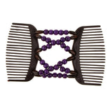 Maxbell Stretch Magic Combs Beaded Hairpin Bow Hair Head Comb Cuff Double Clip Purple