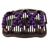 Maxbell Stretch Magic Combs Beaded Hairpin Bow Hair Head Comb Cuff Double Clip Purple