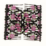 Magic Hair Combs Beads Double Hair Clips Stretchy Hair Accessories Rose