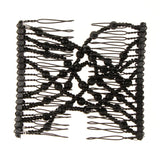 Women's Double Hair Comb Magic Beads Elasticity Clip Hair Combs Clips Black