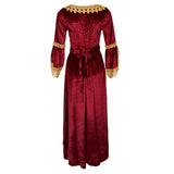 Maxbell Women Medieval Victorian Costume Renaissance Flare Sleeve Dress L Wine red