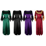 Maxbell Women Medieval Victorian Costume Renaissance Flare Sleeve Dress L Wine red