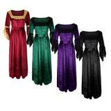 Maxbell Women Medieval Victorian Costume Renaissance Flare Sleeve Dress L Wine red