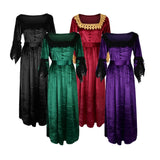 Maxbell Women Medieval Victorian Costume Renaissance Flare Sleeve Dress L Wine red