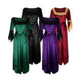 Maxbell Women Medieval Victorian Costume Renaissance Flare Sleeve Dress L Wine red