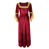 Maxbell Women Medieval Victorian Costume Renaissance Flare Sleeve Dress L Wine red