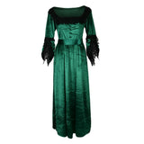 Maxbell Women Medieval Victorian Costume Renaissance Flare Sleeve Dress 2XL Green