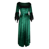 Maxbell Women Medieval Victorian Costume Renaissance Flare Sleeve Dress 2XL Green