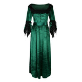 Maxbell Women Medieval Victorian Costume Renaissance Flare Sleeve Dress 4XL Green