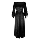 Maxbell Women Medieval Victorian Costume Renaissance Flare Sleeve Dress L Black