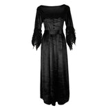 Maxbell Women Medieval Victorian Costume Renaissance Flare Sleeve Dress L Black