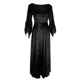 Maxbell Women Medieval Victorian Costume Renaissance Flare Sleeve Dress L Black