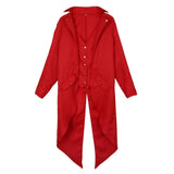 Maxbell Men Steampunk Tailcoat Jacket Gothic Victorian Coat Paty Costume XXL Red