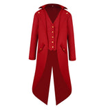 Maxbell Men Steampunk Tailcoat Jacket Gothic Victorian Coat Paty Costume XXL Red