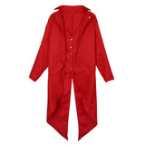 Maxbell Men Steampunk Tailcoat Jacket Gothic Victorian Coat Paty Costume XXL Red
