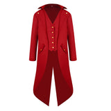 Men Steampunk Tailcoat Jacket Gothic Victorian Coat Paty Costume XXXL Red