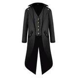 Men Steampunk Tailcoat Jacket Gothic Victorian Coat Paty Costume XL Black