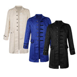 Mens Vintage Gothic Jacket Steampunk Victorian Jacquard Coat L White