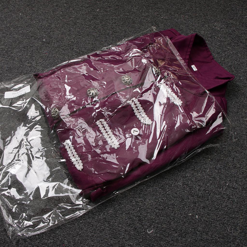 Men Victorian Frock Coat Gothic Steampunk Jacket Vintage Tailcoat 2XL Purple