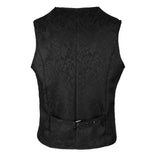 Men's Medieval Jacquard Waistcoat Steampunk Slim Fit Dress Vest M Black