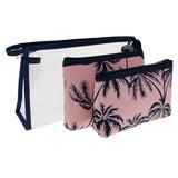 Maxbell 3 in 1 Cosmetic Bag Portable Travel Toiletry Bag Clear Makeup Pouch Pink
