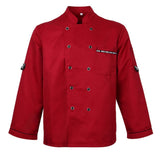 Men's Women's Long Sleeve Chef Jacket Waiter Coat Cooking Uniform XXXL Red