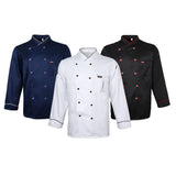 Maxbell Piping Chef Jacket Coat Uniform Long Sleeve Hotel Kitchen Apparel M Blue