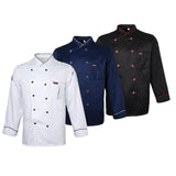 Maxbell Piping Chef Jacket Coat Uniform Long Sleeve Hotel Kitchen Apparel M Blue