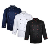 Maxbell Piping Chef Jacket Coat Uniform Long Sleeve Hotel Kitchen Apparel M Blue