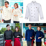 Maxbell Piping Chef Jacket Coat Uniform Long Sleeve Hotel Kitchen Apparel M Blue