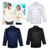 Maxbell Piping Chef Jacket Coat Uniform Long Sleeve Hotel Kitchen Apparel M Blue