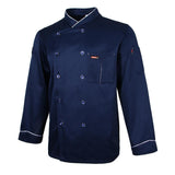 Maxbell Piping Chef Jacket Coat Uniform Long Sleeve Hotel Kitchen Apparel 3XL Blue