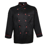 Maxbell Piping Chef Jacket Coat Uniform Long Sleeve Hotel Kitchen Apparel M Black
