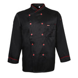 Maxbell Piping Chef Jacket Coat Uniform Long Sleeve Hotel Kitchen Apparel XL Black