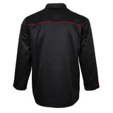 Maxbell Piping Chef Jacket Coat Uniform Long Sleeve Hotel Kitchen Apparel 2XL Black