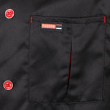 Maxbell Piping Chef Jacket Coat Uniform Long Sleeve Hotel Kitchen Apparel 3XL Black