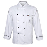 Maxbell Piping Chef Jacket Coat Uniform Long Sleeve Hotel Kitchen Apparel M White