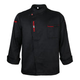 Unisex Chef Jacket Coat Hotel Waiters Kitchen Uniform Long Sleeves L Black